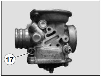 Removal of the engine speed adjuster screw and mixture control screw