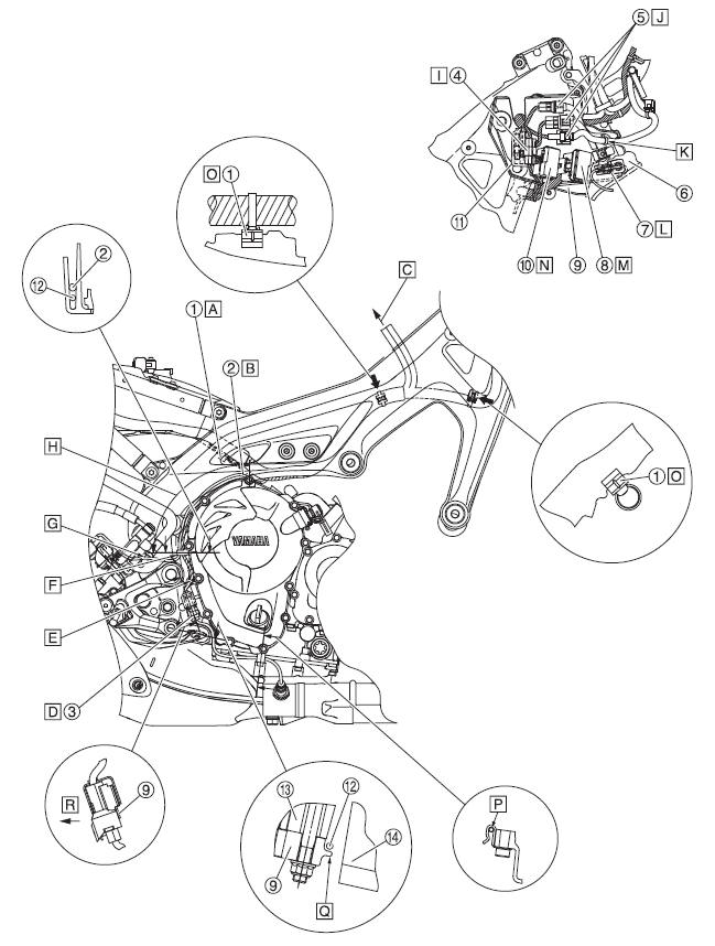 Frame and engine (right side view)