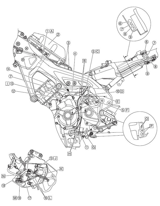 Frame and engine (left side view)