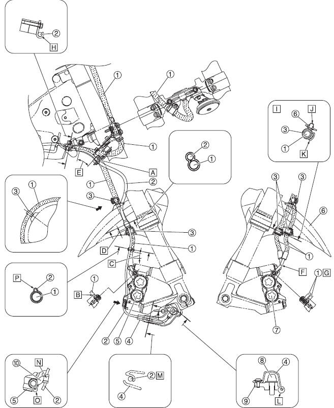 Front brake (right side view and left side view)